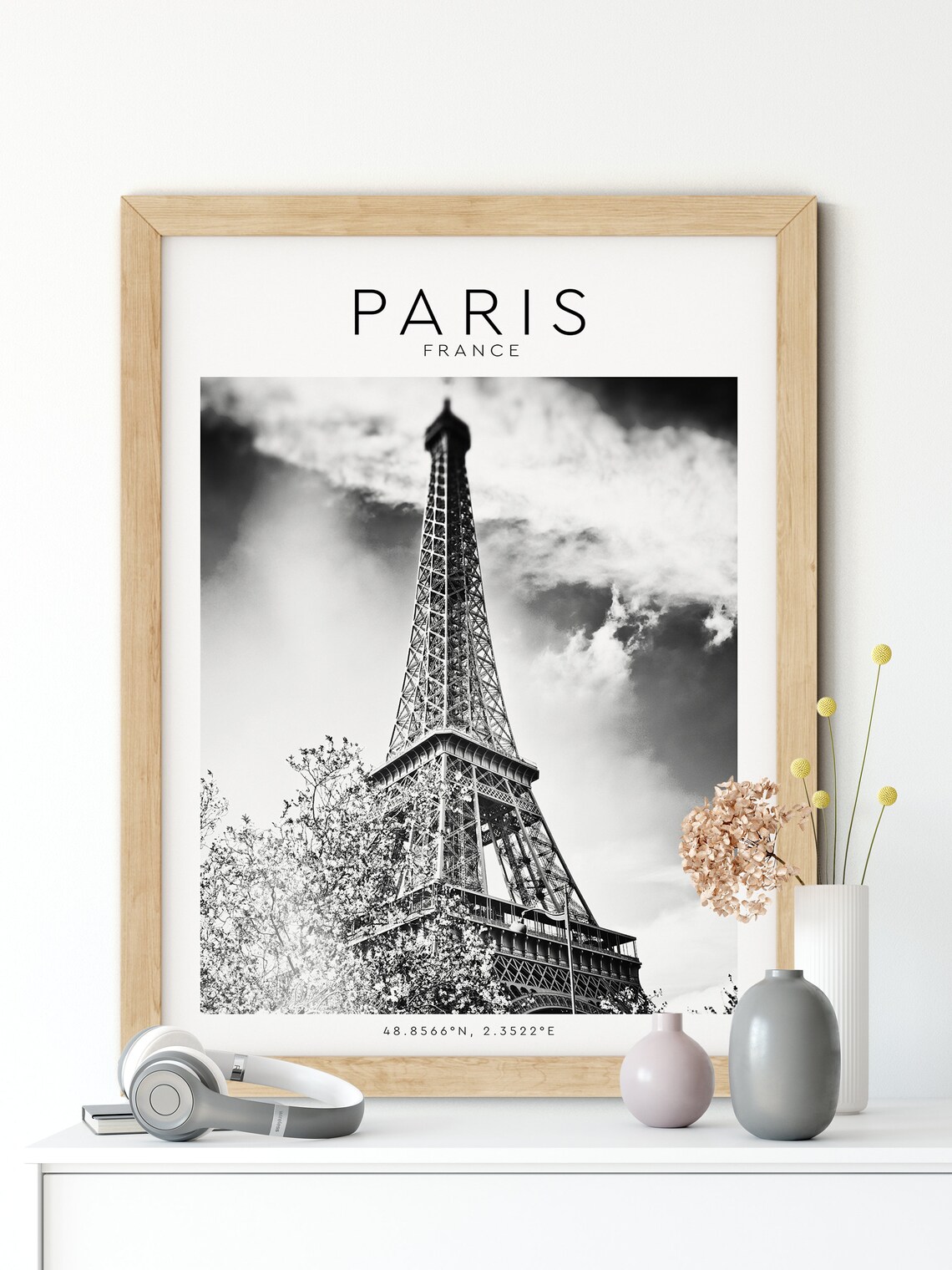 Eiffel Tower Paris France Low Angle Black White Travel Poster - Image 2
