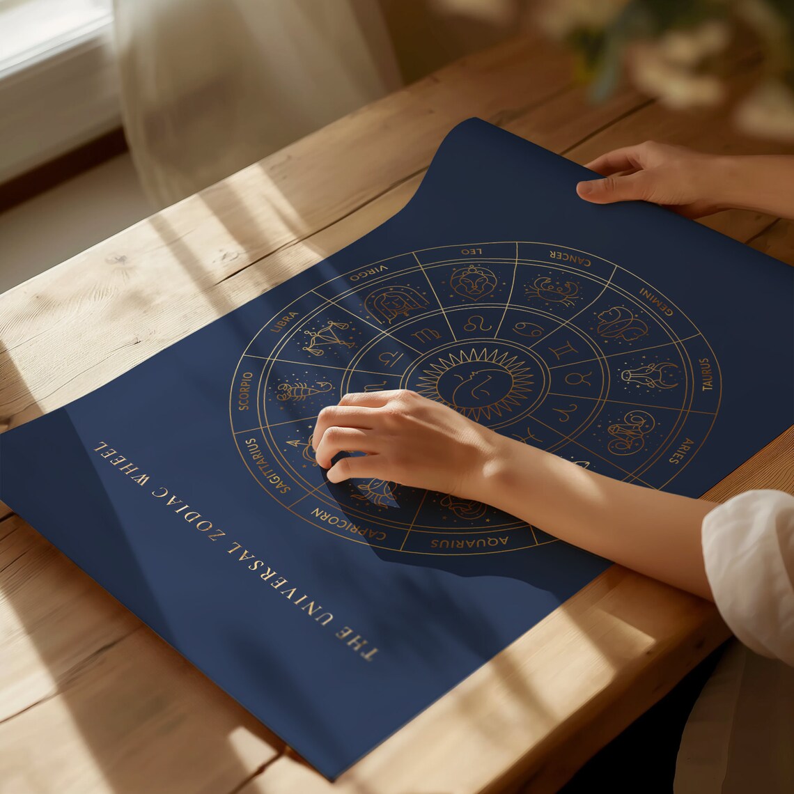 Universal Zodiac Wheel Gold On Navy Astrology Star Signs Chart Poster - Image 4