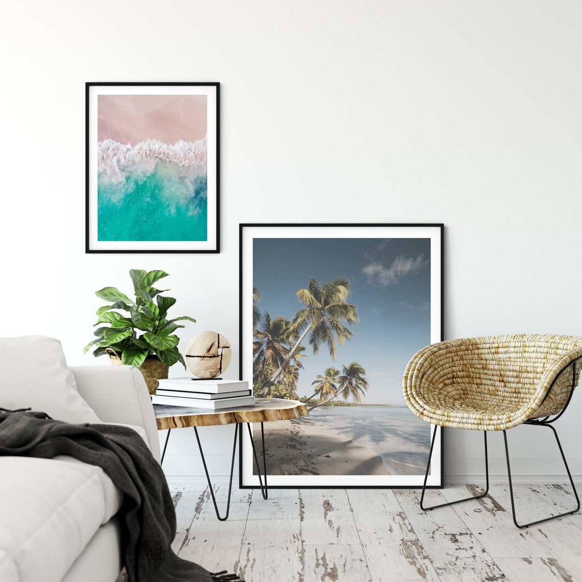 Pink Sand Beach Aerial Turquoise Waves Ocean Photography Wall Poster - Image 3