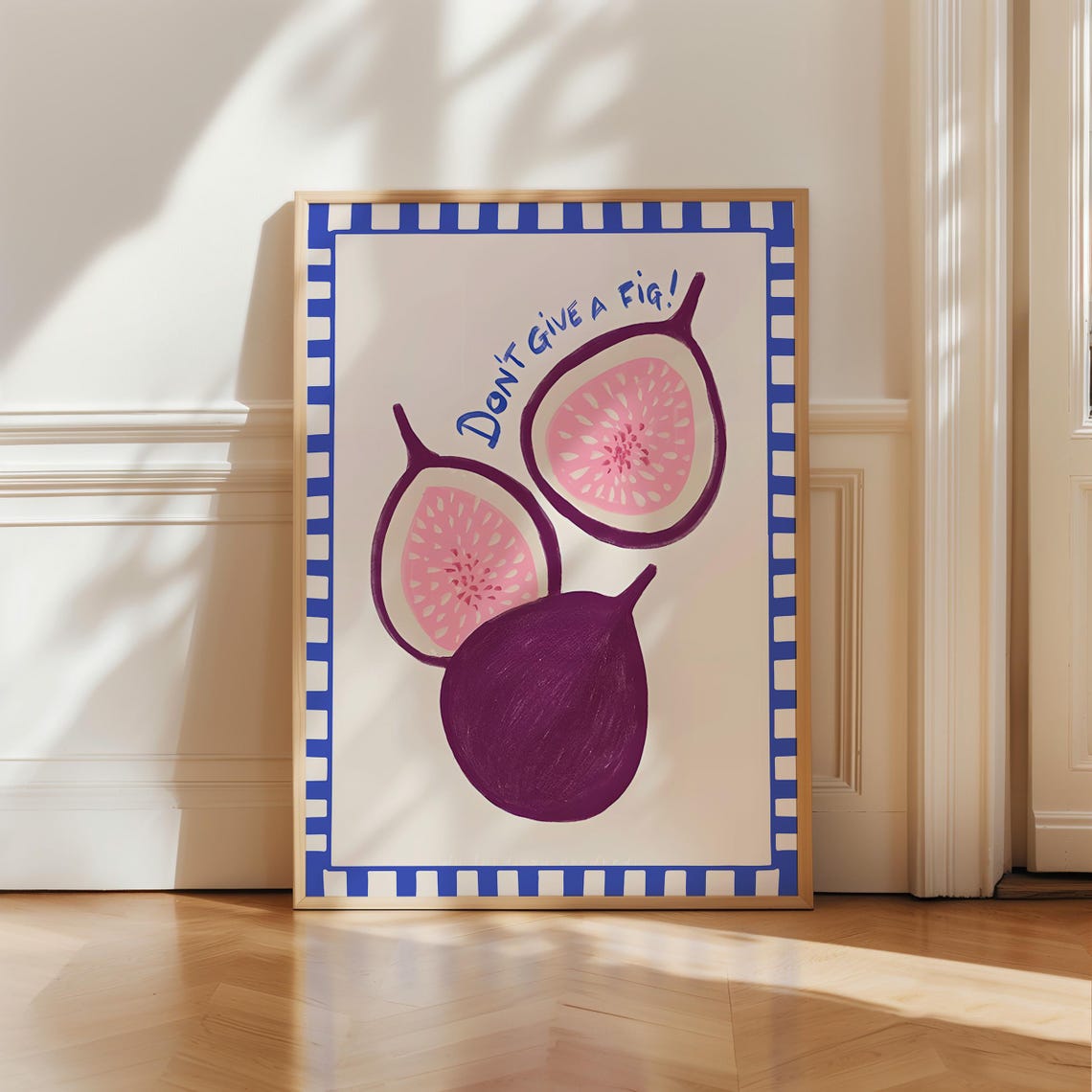 Don't Give a Fig Funny Pun Colorful Fig Fruit Kitchen Wall Art Print