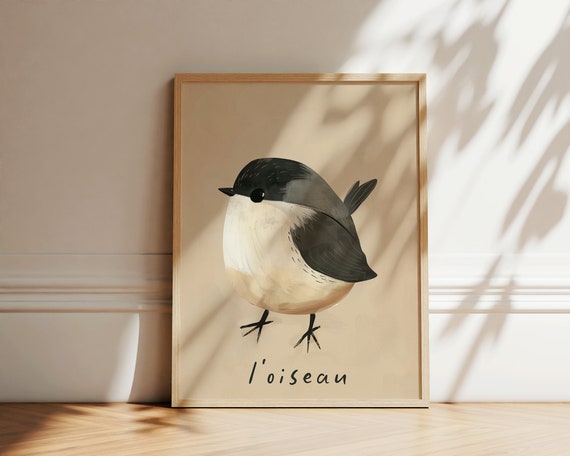 Bird Nursery Prints Loiseau Poster Childrens Animal Print Nursery Wall Art Birds Wild Cute Animal Prints Trendy Kids Room Decor