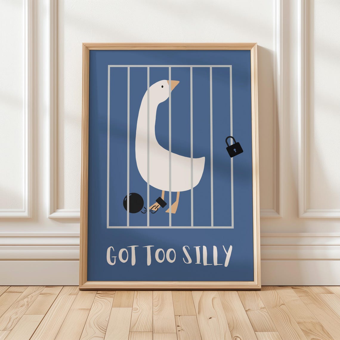 Got Too Silly Goose In Jail Funny Nursery Animal Wall Poster