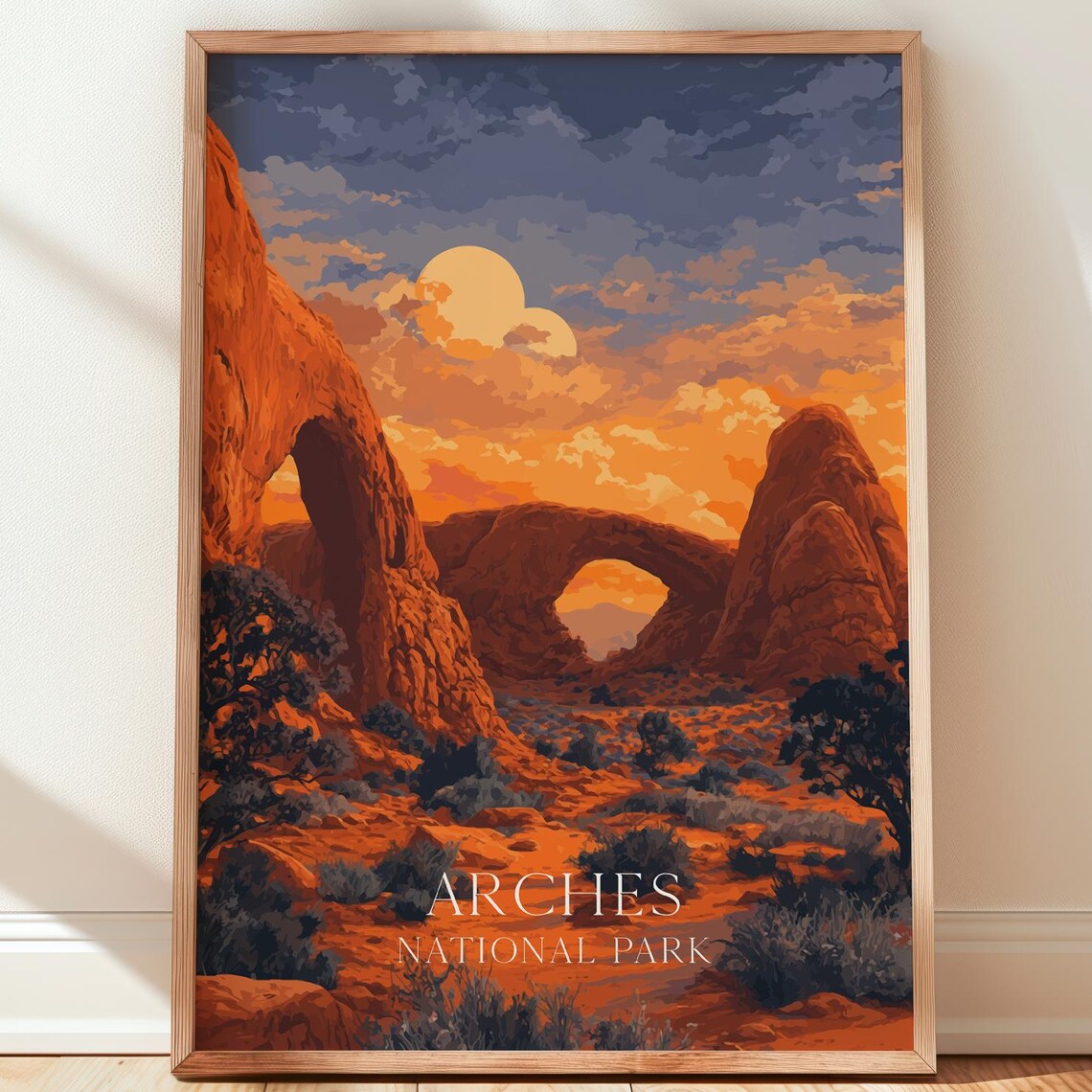 Arches National Park Utah Red Rock Sunset Desert Landscape Travel Poster
