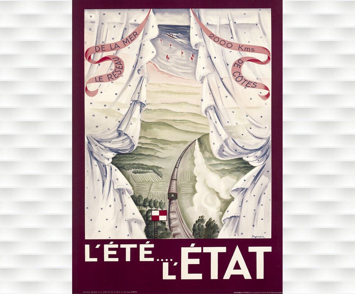 L Ete L Etat French Railway Summer Coast Vintage Travel Poster