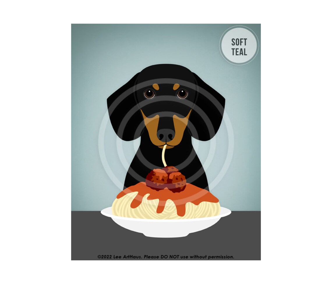 Dachshund Eating Spaghetti And Meatballs Cute Funny Dog Food Poster - Image 4