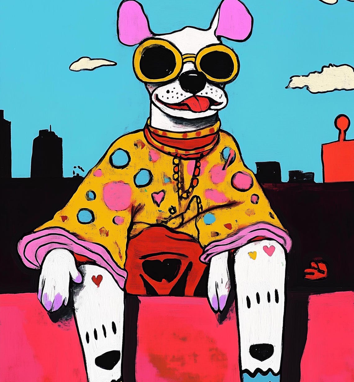 Funky Dog Wall Art Colorful Pop Art Dog Print Retro Dog Art Print Quirky Dog In Yellow Poster Colorful Wall Decor Colorful Dog Poster - Image 3