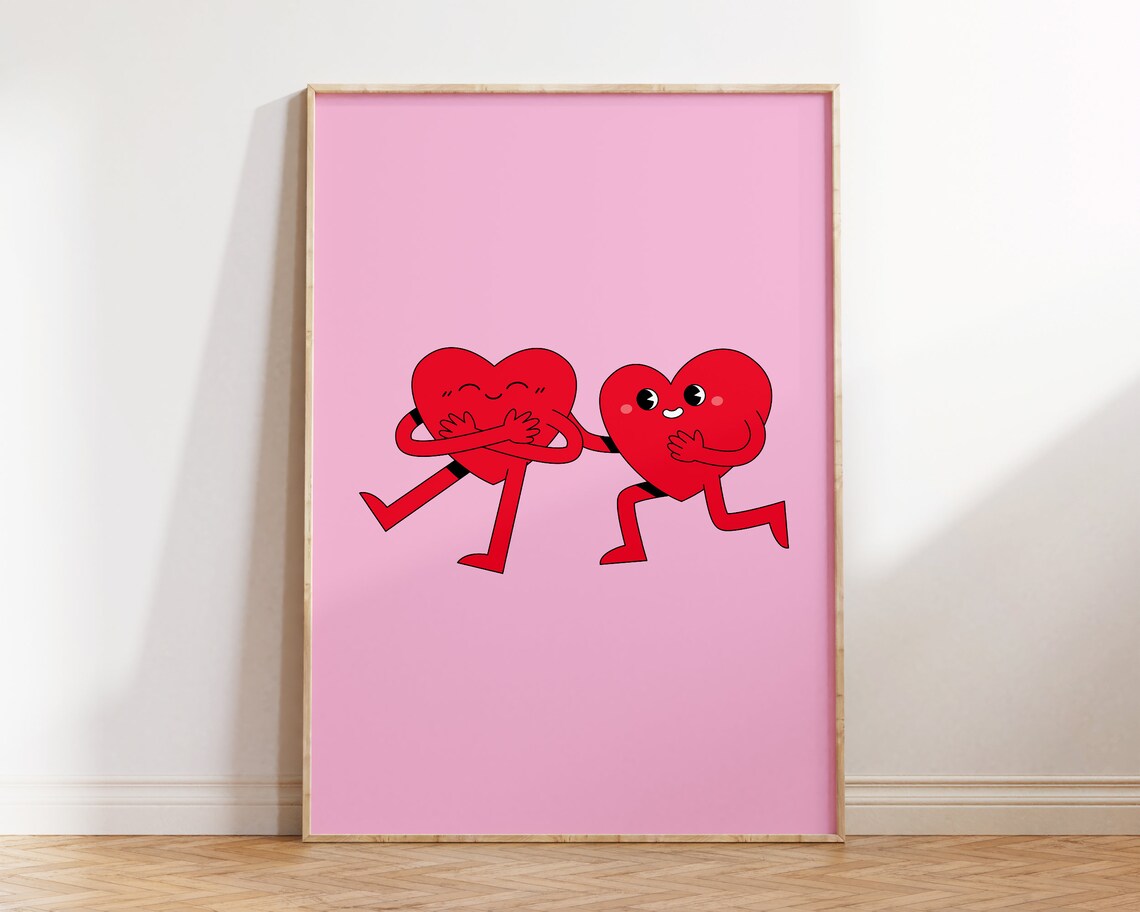 Cute Retro Hearts Print, Preppy Valentine Decor - Image 3
