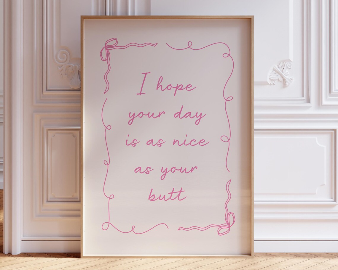 Nice Butt Funny Bathroom Poster, Pink Coquette Bow - Image 2