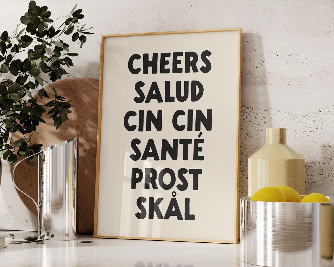 Cheers Cin Cin Bar Cart Kitchen Art Print - Image 3