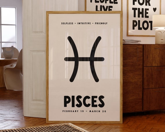 Pisces Zodiac Print Astrology Star Sign Poster Pisces Zodiac Star Sign Gifts Horoscope Wall Art Trendy Art