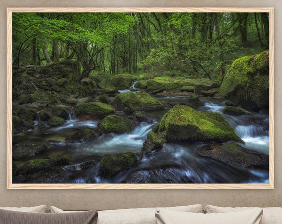 Green River Landscape Stream Cornwall Premium Wall Picture With Wooden Frame Wall Art Living Room Decoration Art Print Poster Fine Art Photography