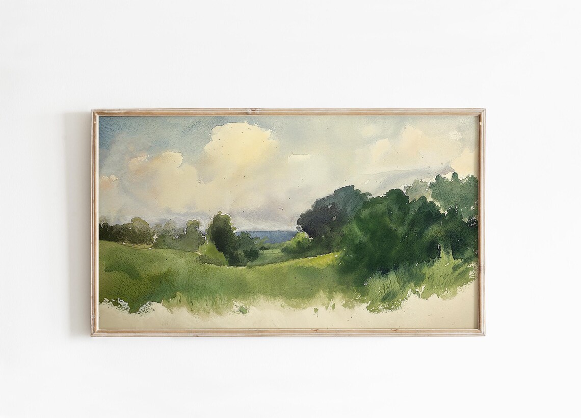 Spring Landscape Watercolour Painting Art Print - Image 4