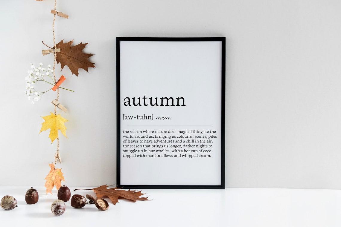 Autumn Noun Definition Dictionary Style Fall Season Holiday Poster
