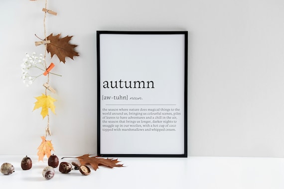 Autumn Noun Definition Dictionary Style Fall Season Holiday Poster
