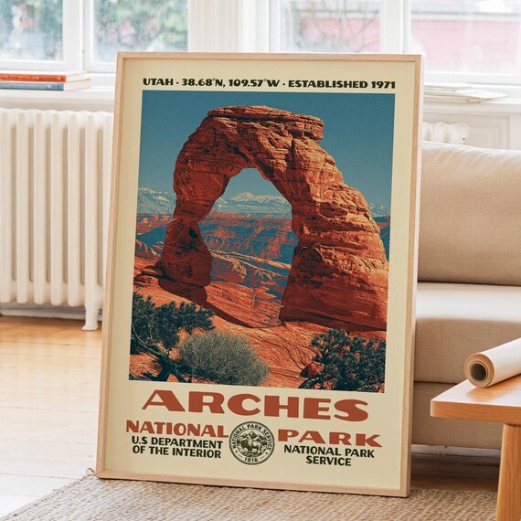 Arches National Park Delicate Arch Utah Vintage Travel Poster