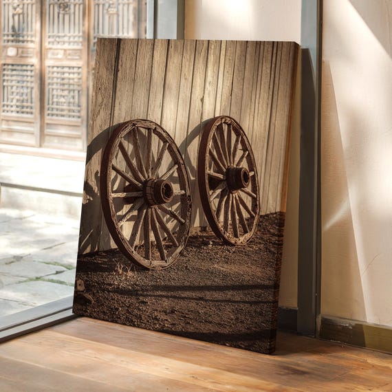 Rustic Wagon Wheel Poster Print, Vintage Americana