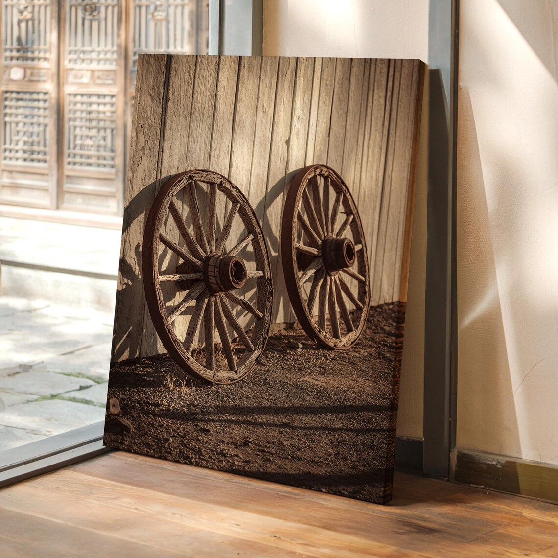 Rustic Wagon Wheel Poster Print, Vintage Americana