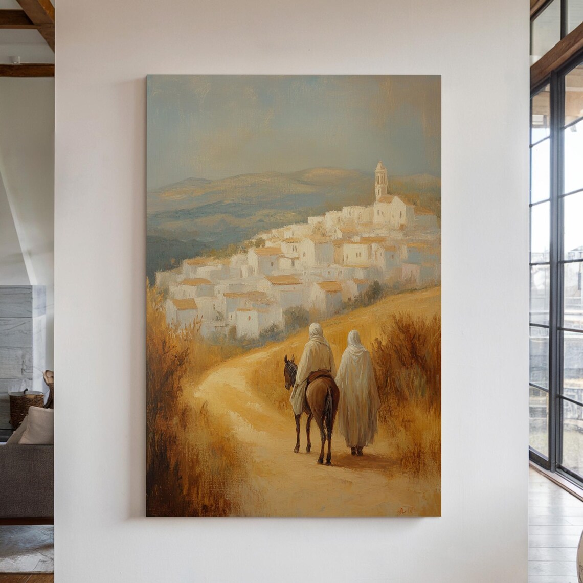 Bethlehem Journey Mary And Joseph On The Road Nativity Christian Scene Poster