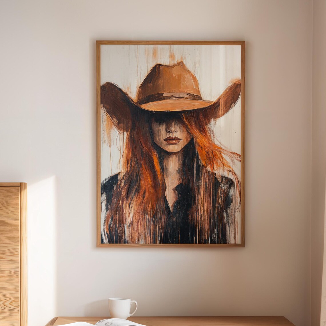 Cowgirl Wall Art, Rustic Boho Western Woman Painting