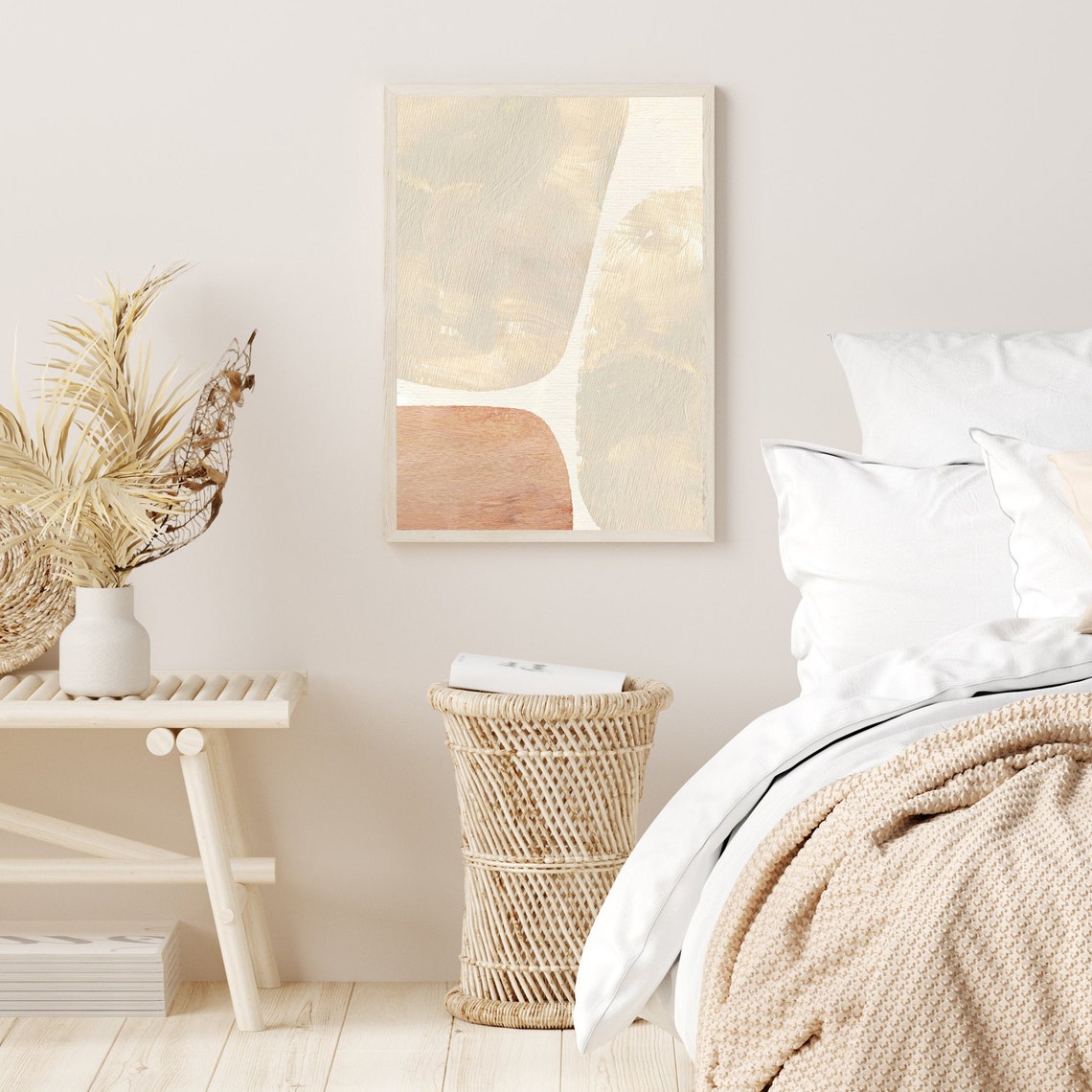 Beige Brush Block Taupe Terracotta Abstract Modern Neutral Art Poster - Image 2