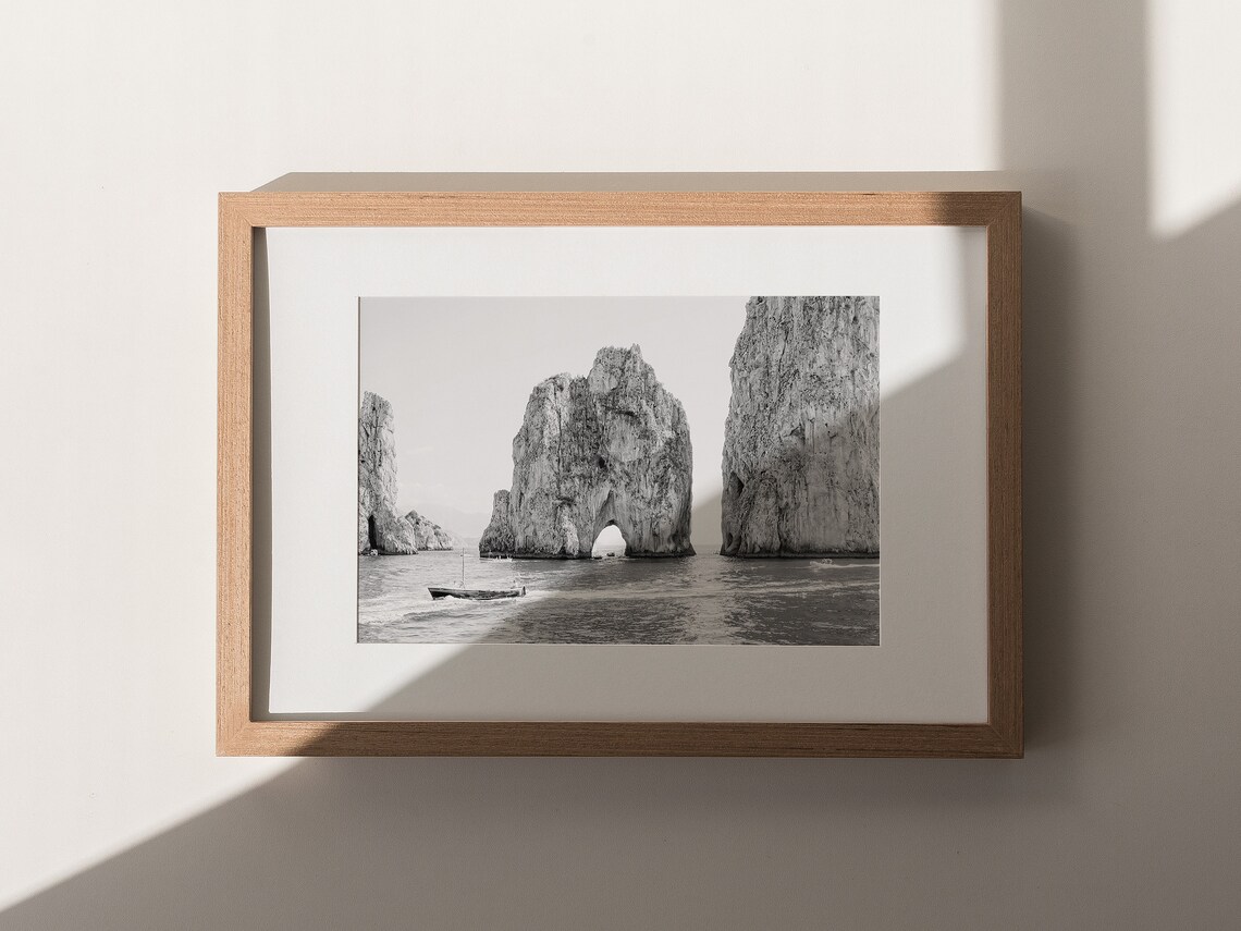 Italy Photography In Black And White, Capri Coast Print - Image 4