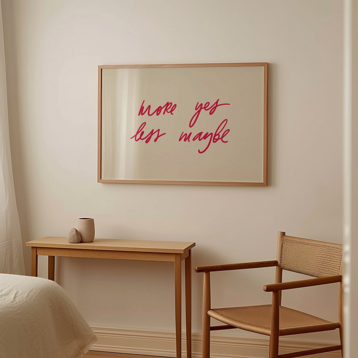 More Yes Less Maybe Pink Script Affirmation Quote Girly Wall Art - Image 2