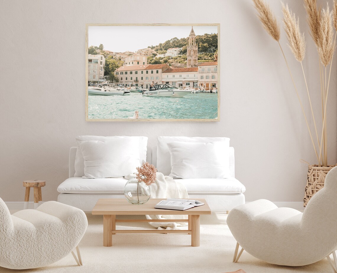 Croatian Island Harbor Town Boats Bell Tower Turquoise Water Poster - Image 2