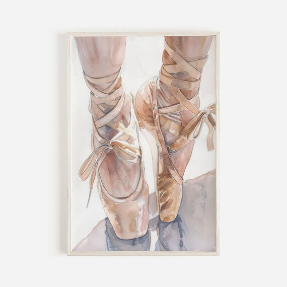 Ballerina Pointe Shoes Watercolor Ballet Dancer Feet Fine Art Print