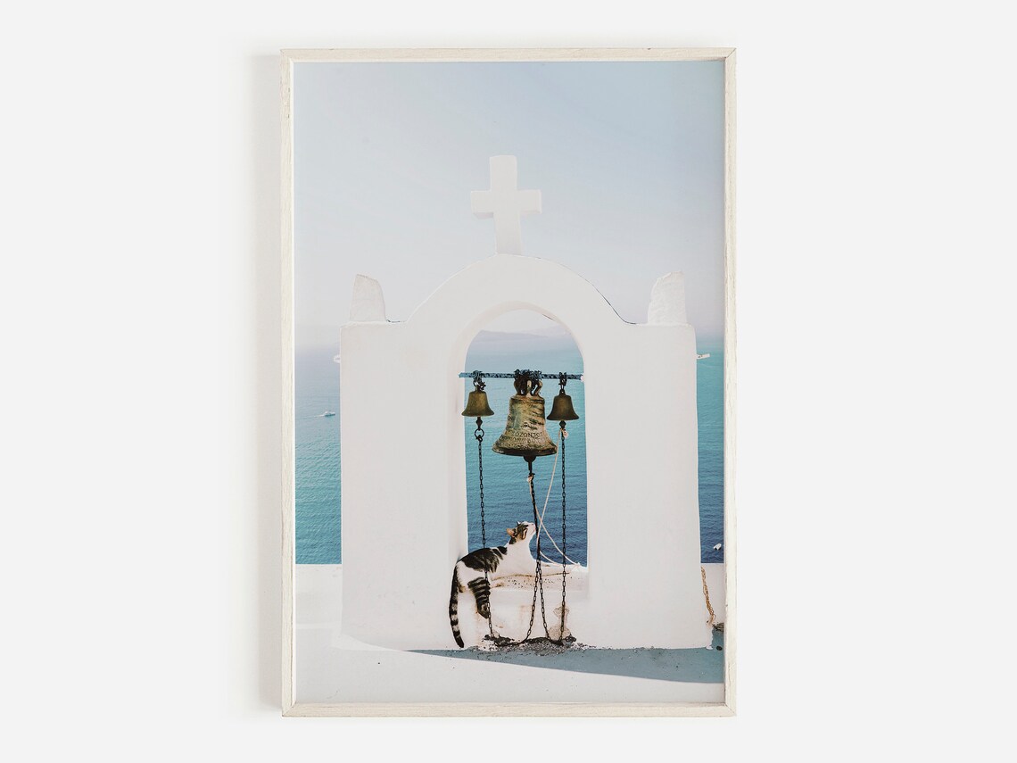 Church Bells Print, Santorini Greek Island Art