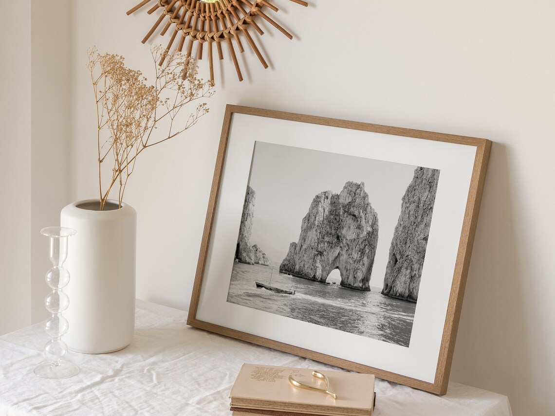 Italy Photography In Black And White, Capri Coast Print - Image 3