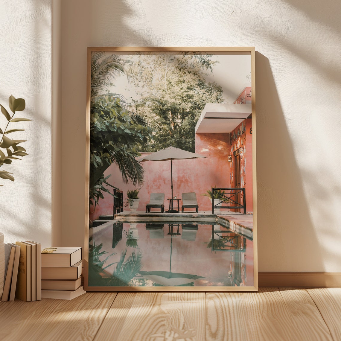 Tulum Jungle Resort Poolside Palm Reflections Tropical Calm Poster - Image 4