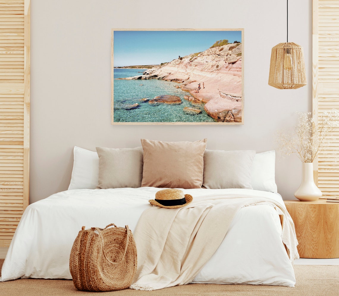 Sardinia Italy Pink Layered Cliff Coast Turquoise Sea Travel Poster - Image 3