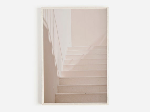 Neutral Stairway Print Minimalist Wall Art Beige Home Decor Stairway Photography Architecture Neutral Wall Art Interior Art