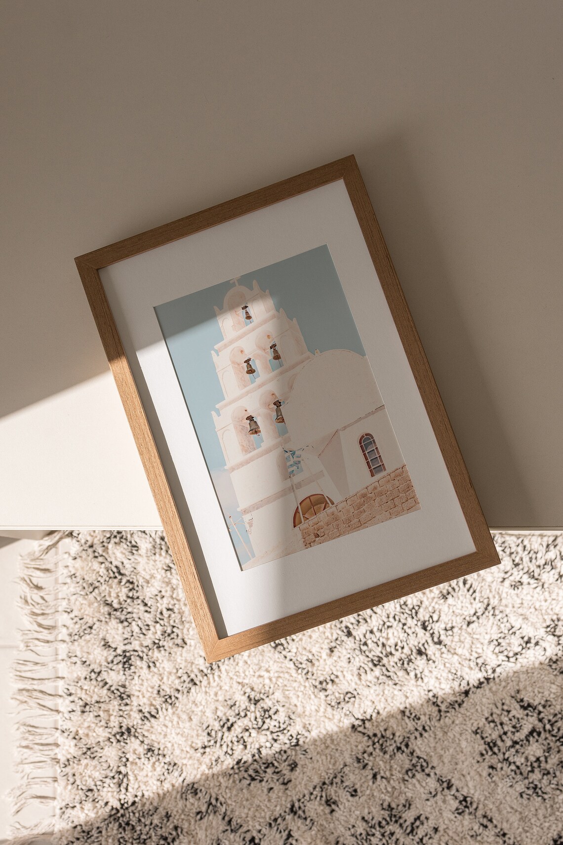 Santorini Greece Tiered Church Bell Tower Whitewashed Architecture Travel Poster - Image 3