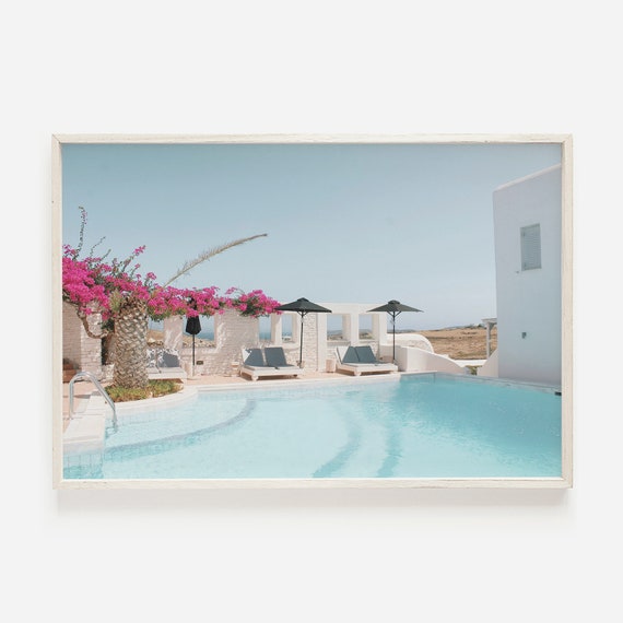 Rhodes Greece Print Greece Art Travel Poster Poolside In Greece Greek Island Life Greek Pool Print Rhodes Photography Print