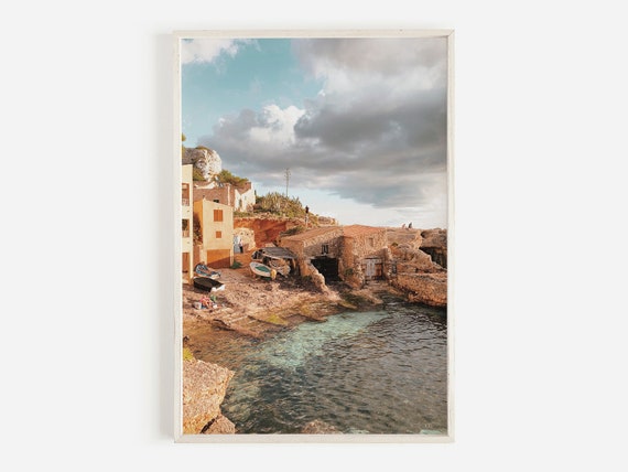 Mediterranean Sea Coastal Wall Art Greece Island Print Mediterranean Wall Art Greece Print Rocky Cove Photo Greece Wall Art