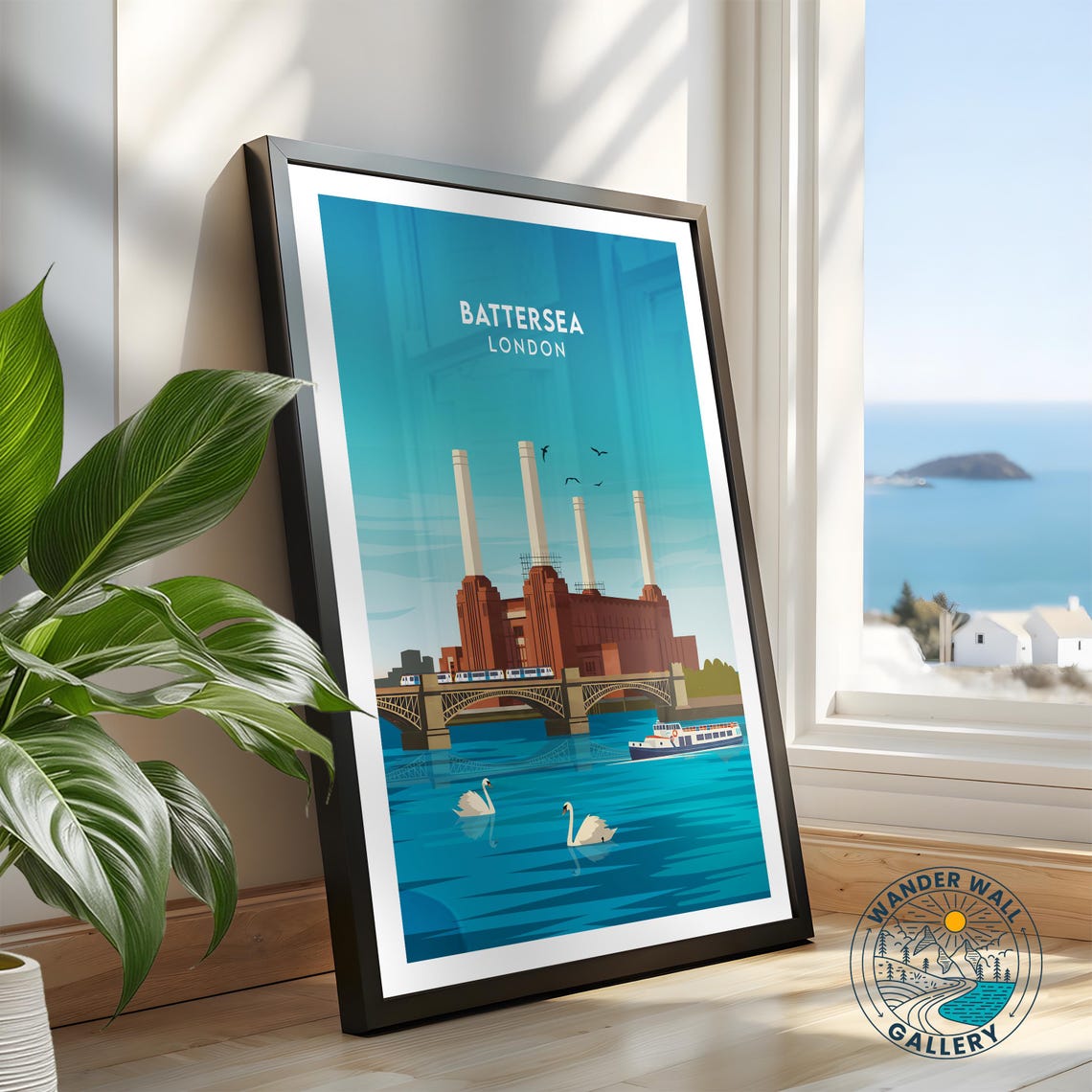 Battersea London Iconic Power Station Chimneys River Thames Poster - Image 2