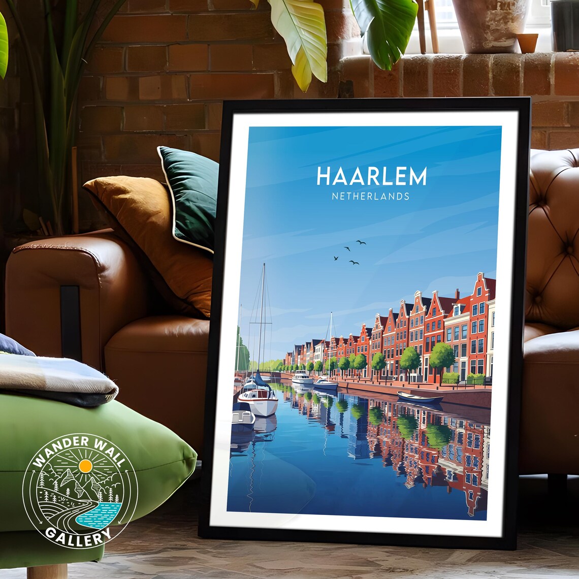 Haarlem Netherlands Harbor Canal with Sailboats Vintage Travel Poster - Image 6