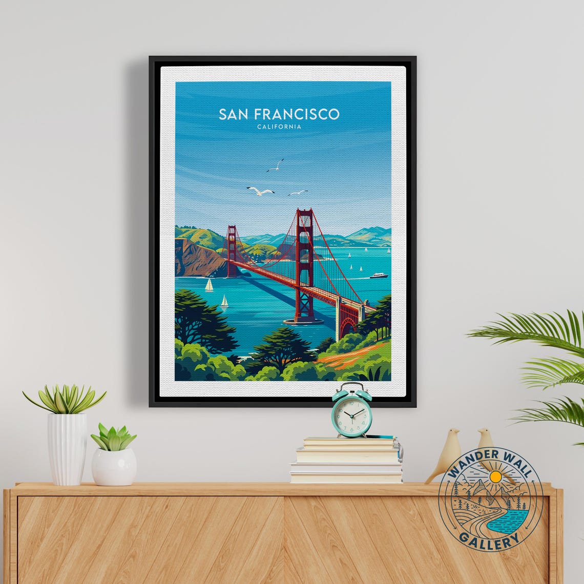 San Francisco Golden Gate Bridge Ocean View Retro Travel Poster - Image 5