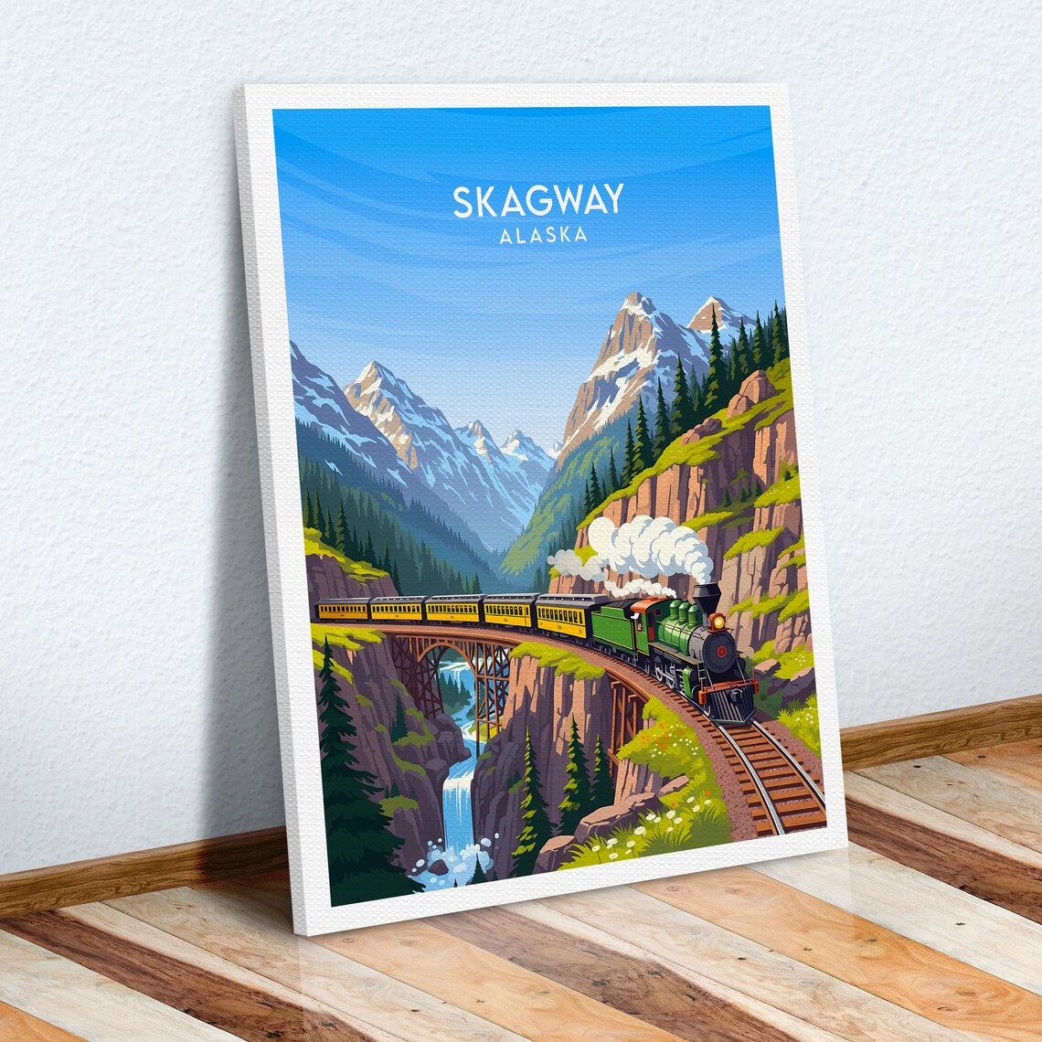 Skagway Alaska Vintage Steam Locomotive Mountain Gorge Railroad Poster - Image 6