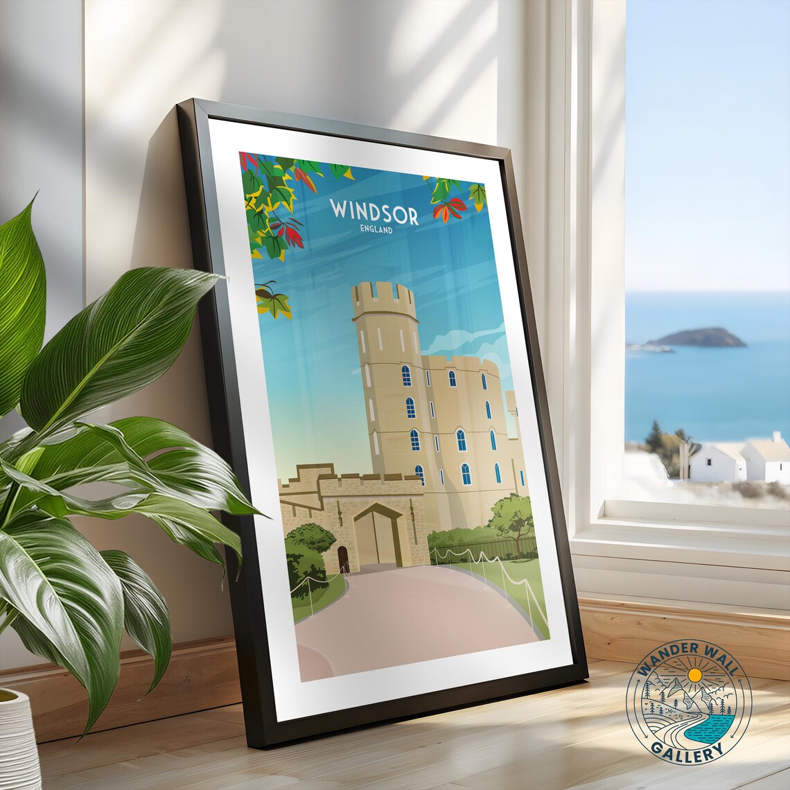 Windsor England Royal Castle Historic Stone Tower Retro Travel Poster - Image 2