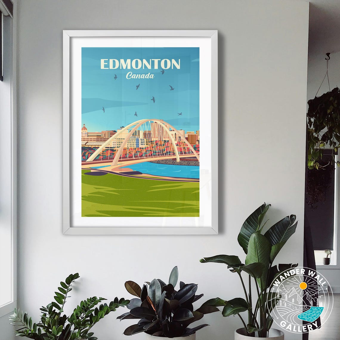 Edmonton Walterdale Bridge River Skyline Canada Retro Travel Poster - Image 3