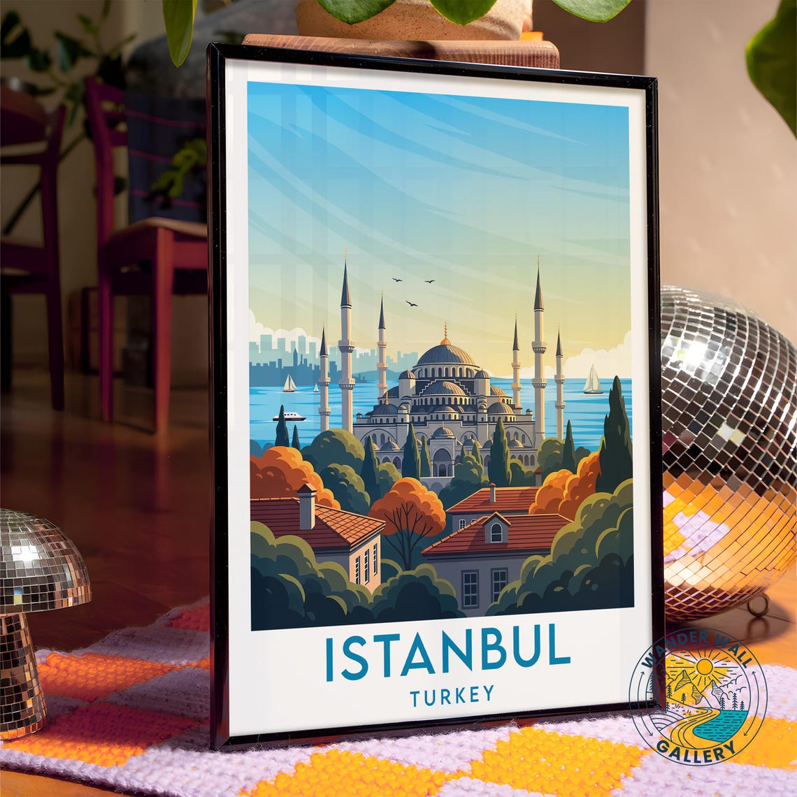 Istanbul Turkey Sultan Ahmed Blue Mosque Bosphorus View Travel Poster - Image 4