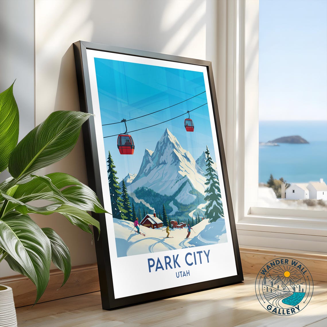 Park City Utah Ski Slopes Gondolas Snowy Peak Lodge Winter Poster - Image 2