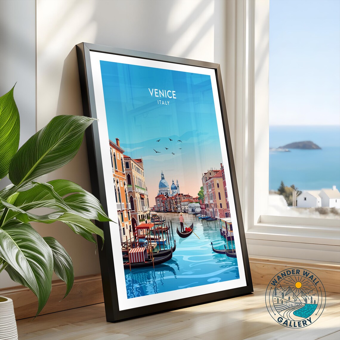 Venice Italy Blue Canal with Gondolas and Basilica Travel Poster - Image 2