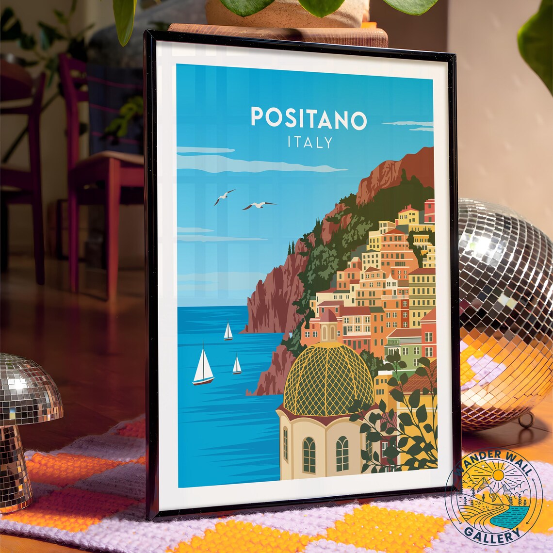 Positano Italy Amalfi Coast Cliffside Village Seascape Poster - Image 4