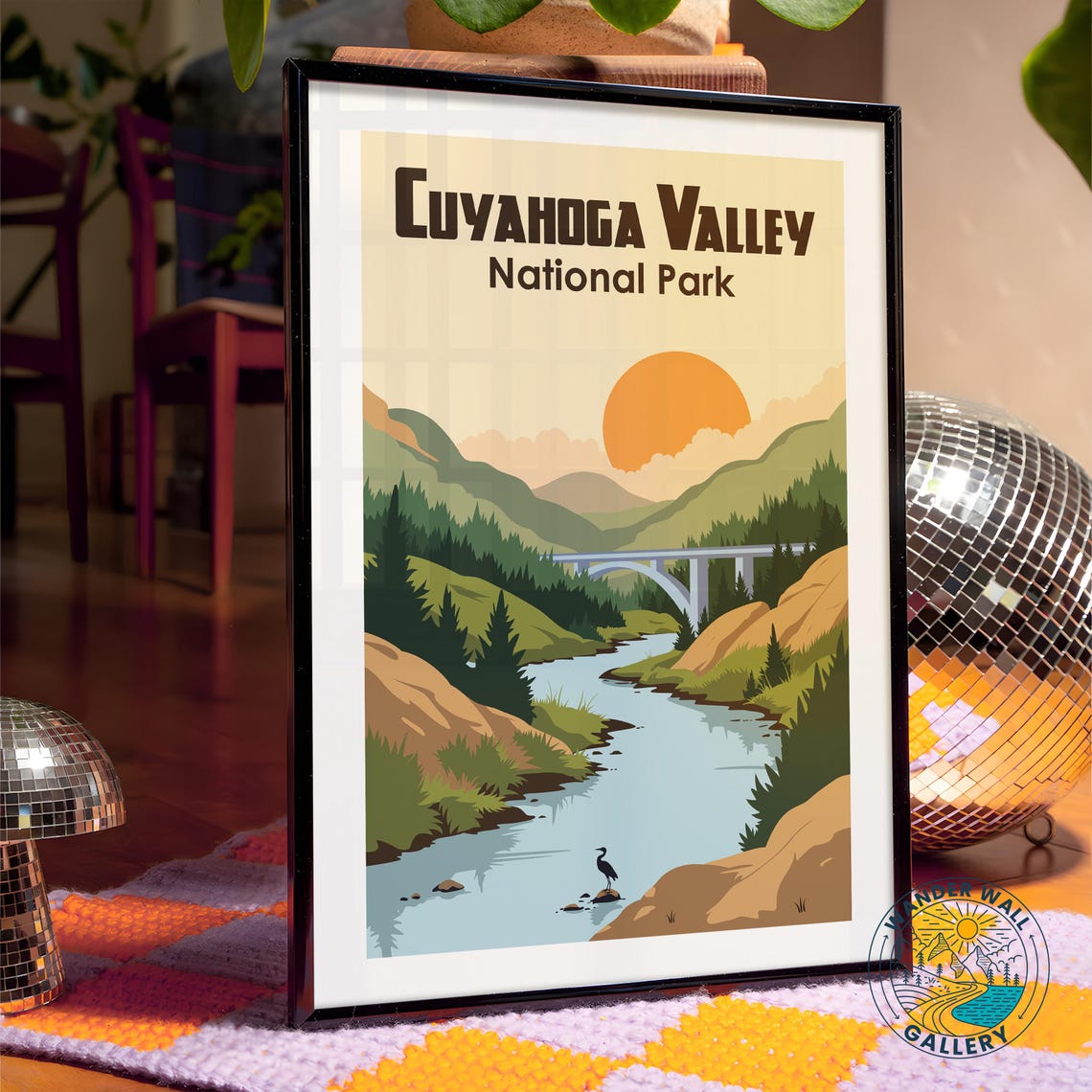 Cuyahoga Valley National Park River Heron Sunset Retro Travel Poster - Image 4