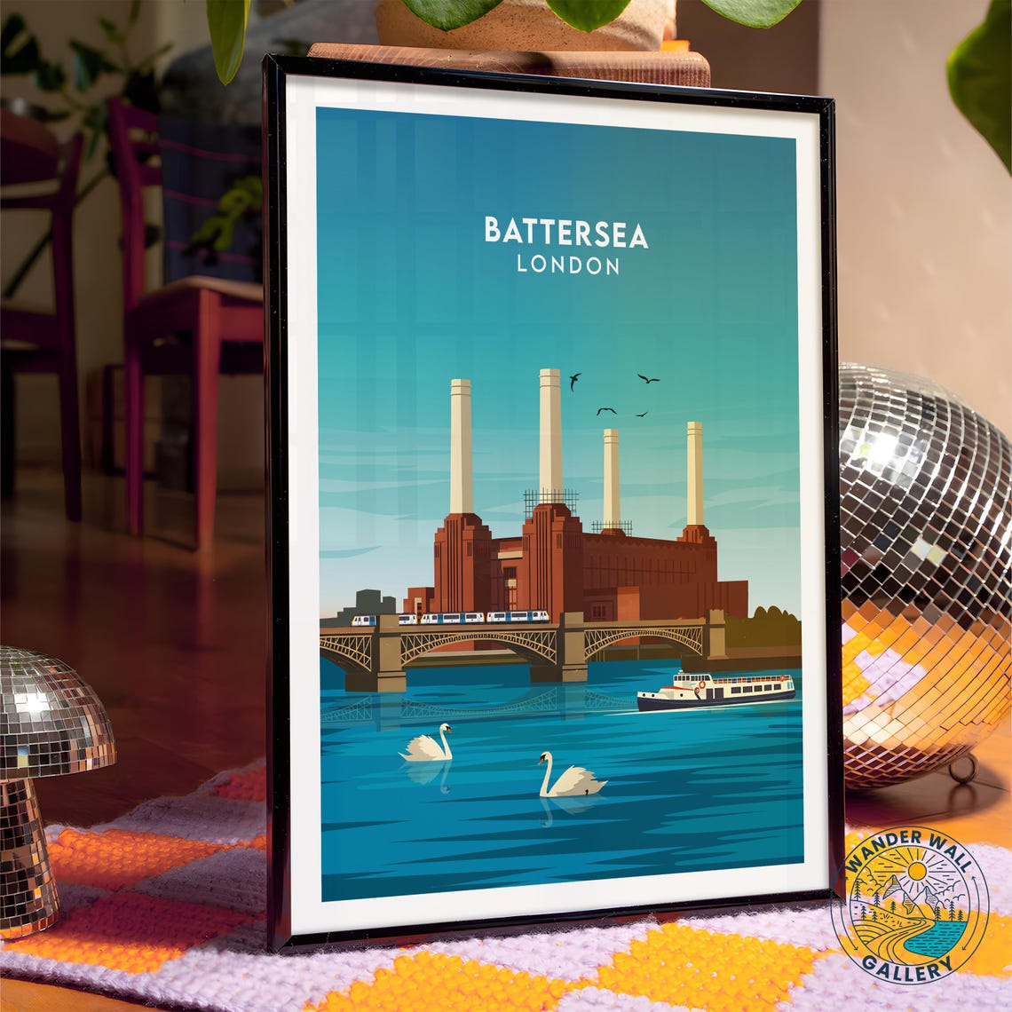 Battersea London Iconic Power Station Chimneys River Thames Poster - Image 4