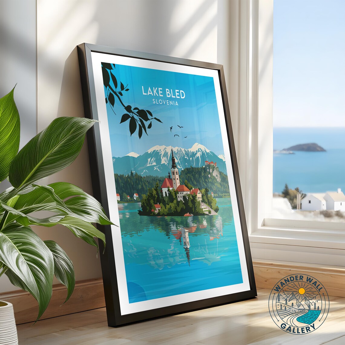 Lake Bled Slovenia Island Church Snowy Peaks Blue Lake Poster - Image 2