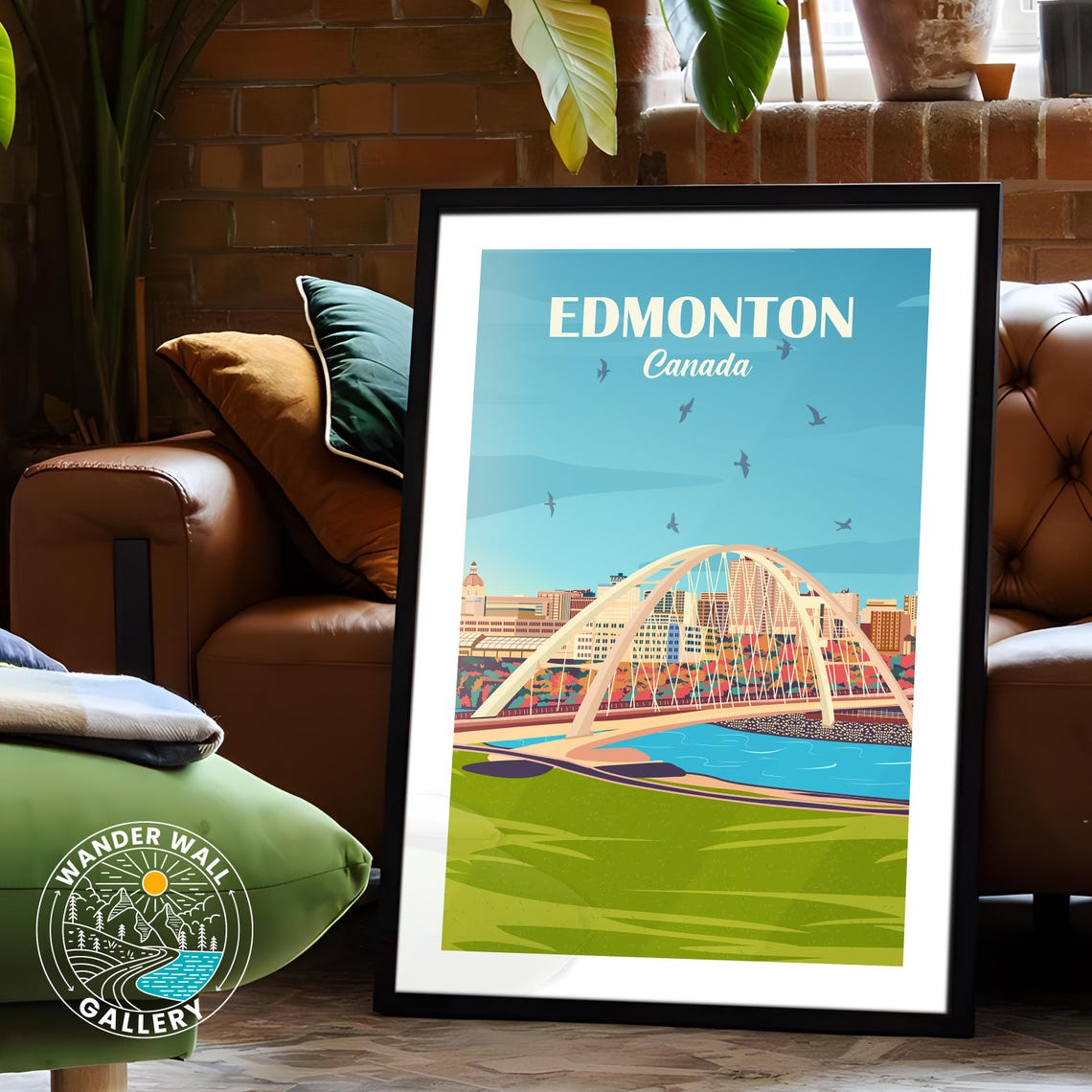 Edmonton Walterdale Bridge River Skyline Canada Retro Travel Poster - Image 6